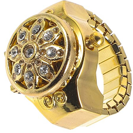 WRITWAA Uhr Fingeruhr Retro Stil Damen Herren Ziffernring Armbanduhr Aus Edelstahl Für Outdoor Aktivitäten Geschenkidee Für Weihnachten Und Geburtstage Mit Blumen Design