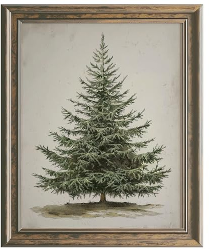 Christmas Tree Wall Art, Vintage Christmas Tree Decorations Art Print