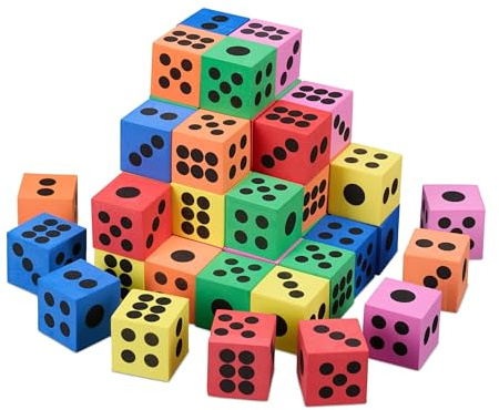 Relaxdays Dadi in Gommapiuma, Set da 48 Cubi Morbidi, 4 x 4 x 4 cm, Giochi Didattici per Bambini, Scuola, Multicolore