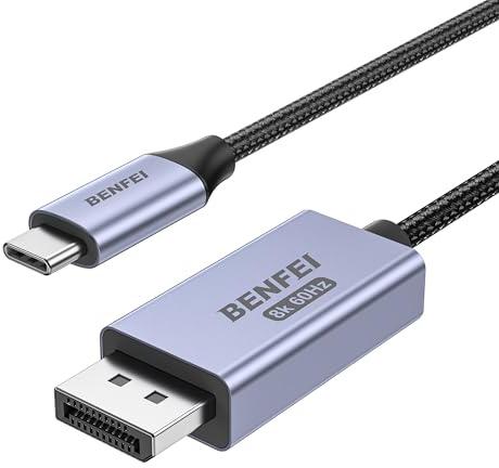 BENFEI - Cable USB C a DisplayPort 1.4 bidireccional de 1,8 m, compatible con 8 K@60 Hz 4 K@240 Hz (Thunderbolt 4 a DisplayPort Cable, DisplayPort to USB C Cable), color gris - No para monitor
