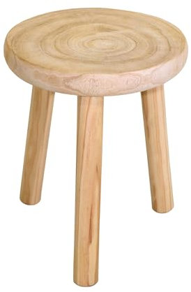 Spetebo Holz Blumenhocker mit 3 Beinen - Ø 35 cm - Deko Hocker rund naturbelassen - Pflanzenständer Blumenständer Beistelltisch Couchtisch Teetisch