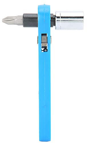 TOOLSGO 10 mm Blaue Ratsche Steckschlüssel Kompakt Chrom-Vanadium-Stahl Einzige Ratsche Werkzeug mit PH2 Schraubendreher-Bit für DIY-Projekte Heimwerkstatt-Reparaturen Vielseitige