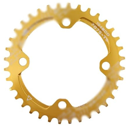 Janmobrian Kettenblätter,Bike Ritzel Kettenblatt 104BCD Rund 32 34 36 38 40 42T 44 46 Zähne Schmal Breit Ultraleicht MTB Mountainbike 104 BCD Kettenblatt(34T,Golden)
