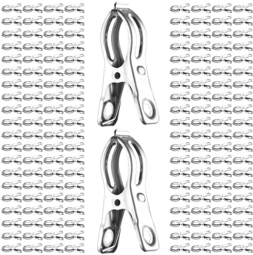 160 clips de acero inoxidable para invernadero, abrazaderas resistentes al viento, pinzas de 2.36 pulgadas para toallas, ropa y más