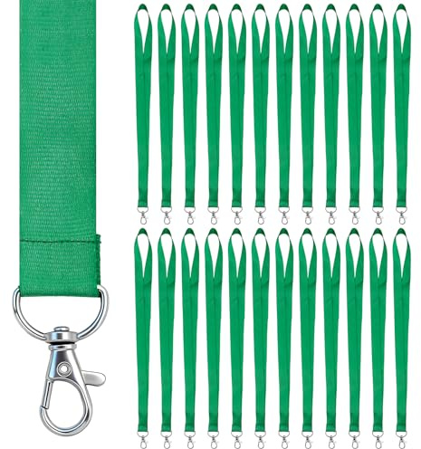 Piuluvor® 25 Stück Schlüsselband zum Umhängen 45 × 2 cm Lanyard Grün | Lanyards mit Drehbarem Metallclip, Schlüsselbänder Grün Schlüsselband für Schlüssel Ausweis Namensschild Trillerpfeifen