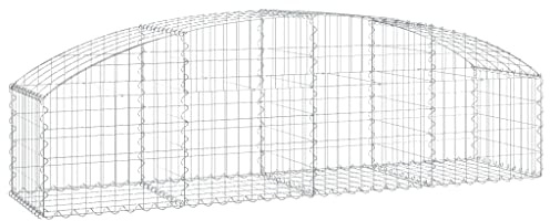 Mokuyary Gavión con arco alto, 200 x 50 x 40/60 cm, hierro galvanizado, gaviones de pared, cesta de piedra, pared de piedra, cesta de gaviones para paisaje, jardín