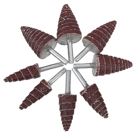Gadpiparty Mole Abrasive a Forma di Cono 8 Pezzi Gambo 6Mm Ruote Lamellari Assortite in Carta Vetrata per Smerigliatrice Elettrica Teste di Levigatura Compatibili per Metallo Legno