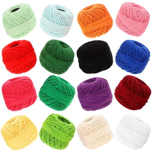 Tofficu Hilos de Bordar para Punto de Cruz 16 Rollos Algodón 45 M por Rollo Colores Surtidos Kit DIY Costura Manualidades Bordado Artesanal Color Aleatorio