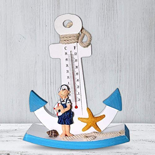 Nautical Anchor Thermometer, 8.75 H x 7 W