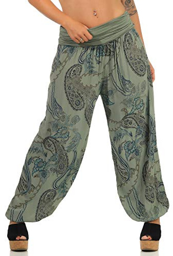 Malito Donna Pantaloni Aladdin Panathlon Yoga Pants Sport 7185 (Oliva)