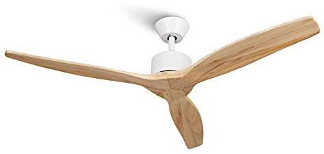 Mellerware - Ventilador de Techo con Mando a Distancia Brizy! | 30 W | 6 Velocidades | Ultra silencioso | Función Verano-Invierno | Temporizador | 3 Aspas | 132 de Diámetro | Motor DC | Light Wood