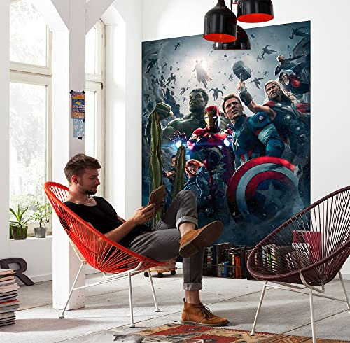 Komar Marvel Photo Wallpaper Avengers Age of Ultron Movie Poster - Size 184 x 254 cm, 4 Pieces, Colourful - Wallpaper, Children's Room, Teenager's Room, Superhero