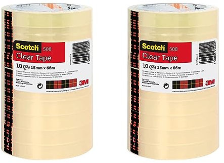 Scotch 3M 5081566 Klebeband Transparent 508, PP, Bandgröße (L x B): 66 m x 15 mm, 10 Rollen (Packung mit 2)
