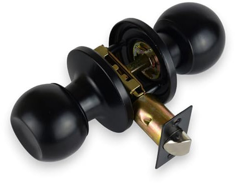 HANDLESTORE® Locking Door Knobs - Entrance, Privacy or Passage with Keys or Thumb Locking - Matt Black (Passage Knob)