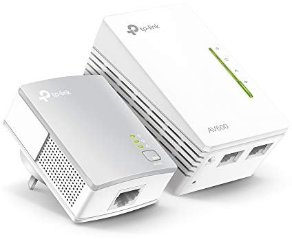 (reacondicionado) TP-Link TL-WPA4221 Kit Powerline Kit AV600Mbps y WiFi 300Mbps, 2 Unidades, 2 Puertos Ethernet, Plug & Play, Homeplug AV2, tecnología Powerline Avanzada, amplía el Alcance WiFi