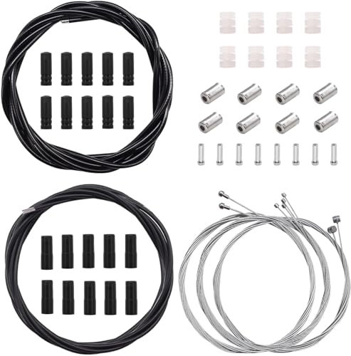 parallelower 2 Stück Fahrrad Bremszuge Set, Universal Fahrrad Bremszug Schaltzug, mit Schlauch Und Montierten Endkappen für Mountainbike Rennrad Fahrrad