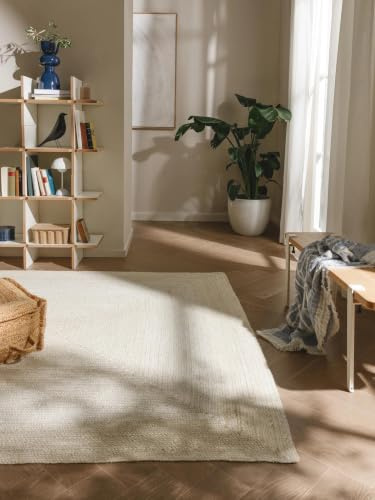 benuta Pure Alfombra Yute Jutta - Ivory 160x230 cm - Tejido a Mano para Dormitorio, Sala de Estar y Salon - Diseño Boho - Apta para Suelos radiantes