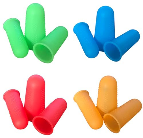 Protección resistente a los cortes reutilizables, 12 piezas Protector de Dedos Gel Funda Finger Protector Casquillos Dedos Mano de Silicona Manga de Dedos,para Agrietamiento de Dedo Gatillo de Dedo