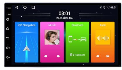 GPS Navigationsgerät für Auto LKW,Car Autoradio mit A-pple Carplay&Android Auto, Europa UK 52 Karten, Lebenslang kostenloses Kartenupdate, Blitzerwarnung Fahrspurassistent Spracheführung