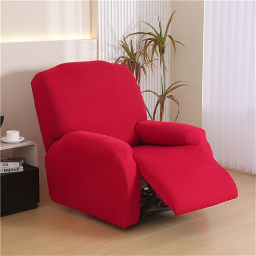 Hearda Copripoltrona Relax Reclinabile Universale, Tinta Unita Fodere Poltrona Relax Elasticizzato Copripoltrona 1 Posto Copripoltrona Reclinabile Fodere per Poltrone Rimovibile (Rosso)