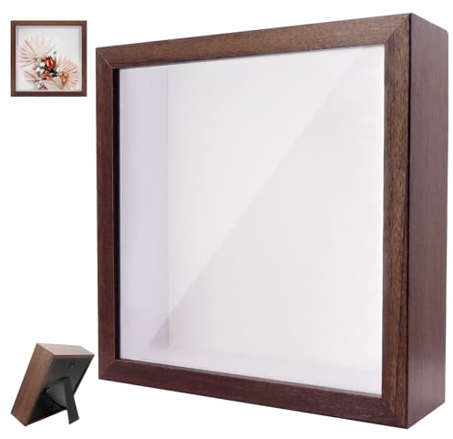3D Marco de Fotos, Marco de Fotos Profundo para Rellenar 20 x 20 cm, Marco de Fotos 3D para Rellenar, Marco de Objetos 3D más Profundo 3cm, Decoración Tridimensional de Paredes, Color del Café