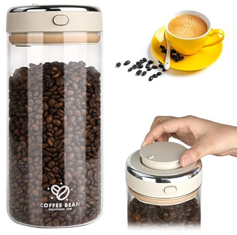 Rzspher Boîte à café hermétique de 500 g - 1700 ml - En verre de qualité supérieure - Pour grains de café, noix, cacao, feuilles de thé