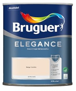 Bruguer ELEGANCE Pintura Monocapa ExtraMate, Paredes y Techos, Interior, Exterior protegido, Alta Durabilidad, UltraLavable, Resistente al Desgaste y Manchas Beige Vainilla 750 ml