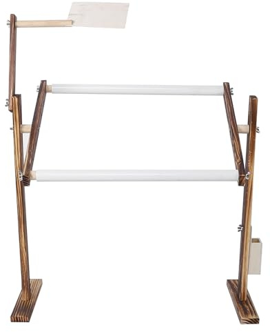 Culnflun Antique Wood Embroidery Stand Rack Adjustable Height Cross Stitch Frame Sewing Craft Accessory Pine Wood 47 x 21 cm