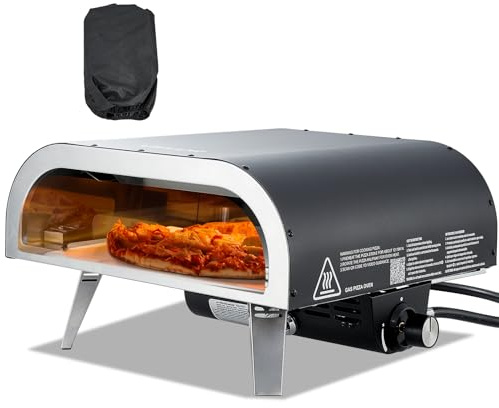 VEVOR Four à pizza portable pour extérieur, four à gaz 30,5 cm, poêle à propane avec pieds pliables pour camping en plein air, avec pulvérisateur en fer, pour patio et jardin, noir