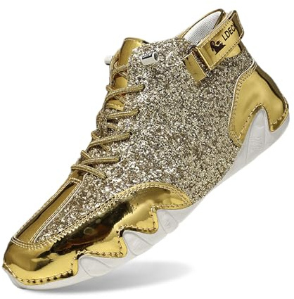 Scarpe sportive da uomo alla moda con paillettes brillanti sneakers antiscivolo da basket running uomo con lacci stivali corti casual scarpe leggere e comode per outdoor, N A, 47 EU