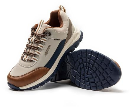 JOMIX Scarpe da Trekking Uomo con Lacci, Scarpe Sportive da Camminata Leggere Antiscivolo Traspiranti per Escursionismo Campeggio Esterno MOS255096 (Beige, 43)
