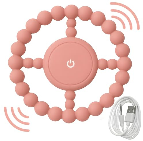 Vibrating Sensory Chew Toy Rechargeable Teething Toy for Babies & Toddlers, Soothing Teething Toy & Chewy with Gentle Vibration Soft Sensory Chew Aid (Pink) Easter Gift for Babies