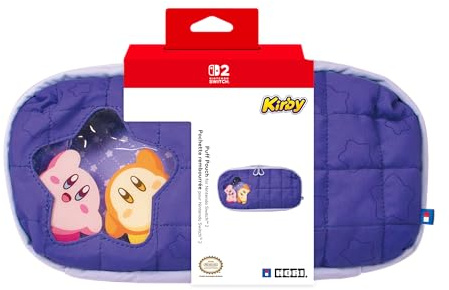 Hori Puff Pouch (svart) bärväska för Nintendo Switch 2 – officiellt licensierad av Nintendo , Kirby & Waddle Dee, medelstorlek