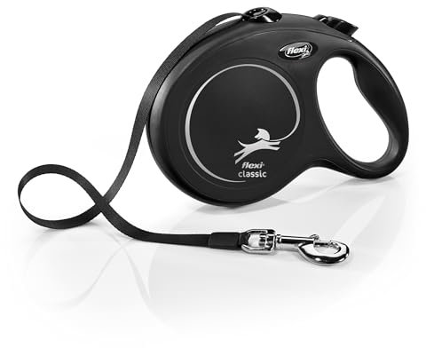 FLEXI Klassische einziehbare Hundeleine, 7,9 m, groß, Schwarz