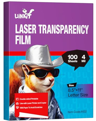 Uinkit Laser Transparency Film 8.5x11 Transparent Paper for Overhead Projector and Laser Jet Printer Copier, 100 Sheets