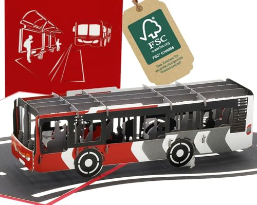 design3dkarten® Bus, conductor de autobús, viaje en autobús, autobús, vale de viaje, licencia de conducir, tarjeta plegable 3D, tarjeta desplegable, tarjeta de felicitación, tarjeta de felicitación,
