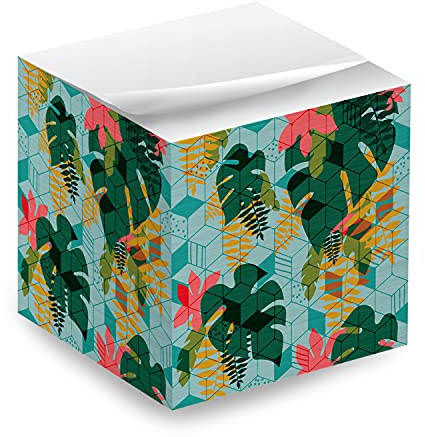 Tropical Sticky Note Cube / 2.75 Memo Block Printed On 4 Sides/Boho Botanical Design