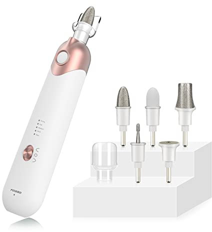 POLAMD Maniküre- und Pediküre-Set, Elektrische Nagelfeile Kabellos mit Akku, 6 Aufsätze zur Nagelpflege, LED-Licht, 5 Geschwindigkeiten, Nagelfräser Professionelle für Gelnägel, Naturnägel & Fußpflege