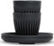 HUSKEE Juego de 2 tazas de café pequeñas reutilizables con aletas únicas para espresso y macchiato, tazas de espresso aisladas con platillos hechos con cáscaras de café reutilizadas, 3 onzas, carbón