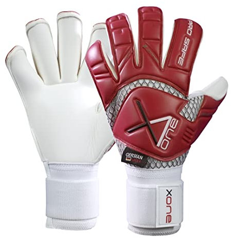 x one Profi Torwarthandschuhe Herren + Damen rot weiß - Pro Safe RWD - ROLLFINGER - Größe 10 - Premium Fussball Tormannhandschuhe für jedes Wetter mit extra starkem Grip + doppeltem Verschlussband