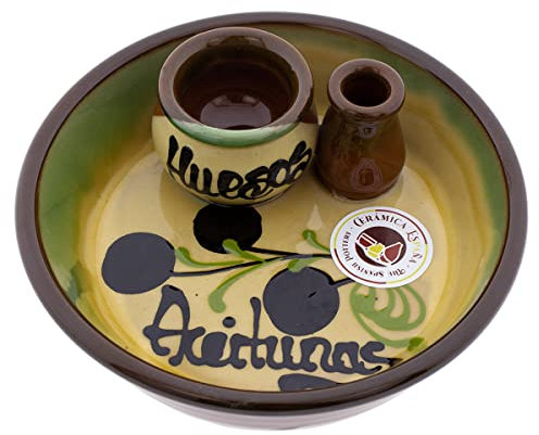 CERÁMICA ESPAÑA | Cuencos | Bol | Bowl | Cuencos de aperitivo | Cuencos cocina | Aceitunero cerámica decorado - Modelo M05 | 100% Decorado a mano | 16x16x5.5 cm