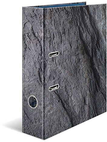 HERMA 19652 Mapp A4 Nature Stone, set om 5, 7 cm bred, stabil kartong, färgat yttre och inre tryck med haptisk finish, receptmapp, ringmapp, mapp, kontorsmapp, motivmapp