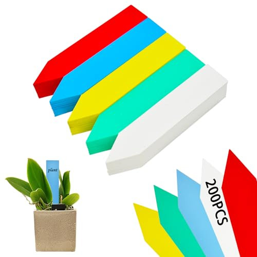 Lot de 200 étiquettes en plastique pour plantes,Étiquette Plante Plastique, Étiquettes Pieu Jardin Imperméables Blanches Étiquettes de Signe pour Graines D'herbes 10 X 2 cm (C)