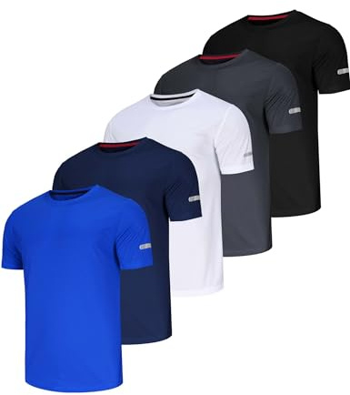 5 Pack T-Shirt Sportive Da Uomo Traspiranti Ad Asciugatura Rapida Magliette A Manica Corta Camicia Funzionale Asciugatura Rapida Traspirante Corsa Camicia Da Allenamento A Manica Corta Uomo