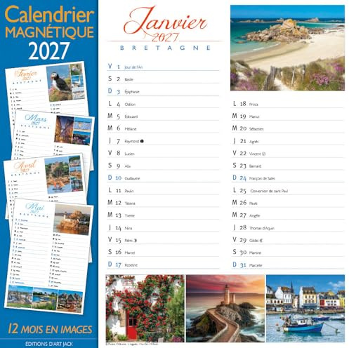 Calendrier Magnétique 2027 Bretagne Format 15x21cm (AJZ970)+ offert un agenda de poche 2027