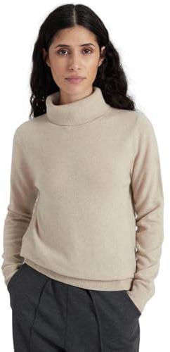 Style & Republic Maglione da donna a collo alto in 100% cashmere, vestibilità classica, elegante maglione in cashmere di alta qualità, per autunno e inverno, progettato a Berlino, sabbia, M