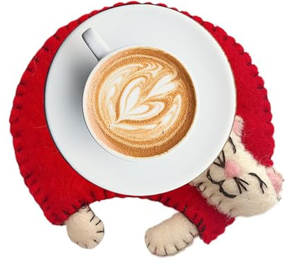 Niesel Sottobicchiere in feltro, sottobicchiere in feltro con gatto, sottobicchieri assorbenti in feltro, tovagliette per bar, cucina, soggiorno, scrivania