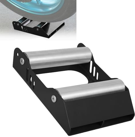 JFG RACING Soporte Limpieza Ruedas Moto,Soporte Rodillo Limpieza Cadena Giratorio para la mayoría de Motocicletas,Motos de Cross Limpieza Cadena Lubricación-Negro