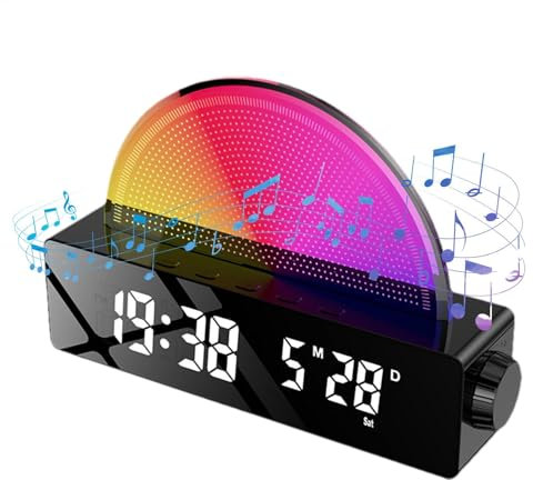 Generisch Wake Up Light - Sveglia all'alba, luce notturna con atmosfera di risveglia, sveglia multicolore per dormienti pesanti, sveglia intelligente, macchina sonora per camera da letto