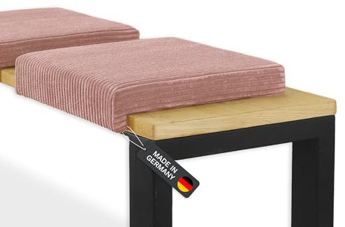 Lycce Bankauflage Klemmkissen 1 Leiste Cordstoff extra Polsterung, Banktiefe ab 35 cm (Powder rosa)
